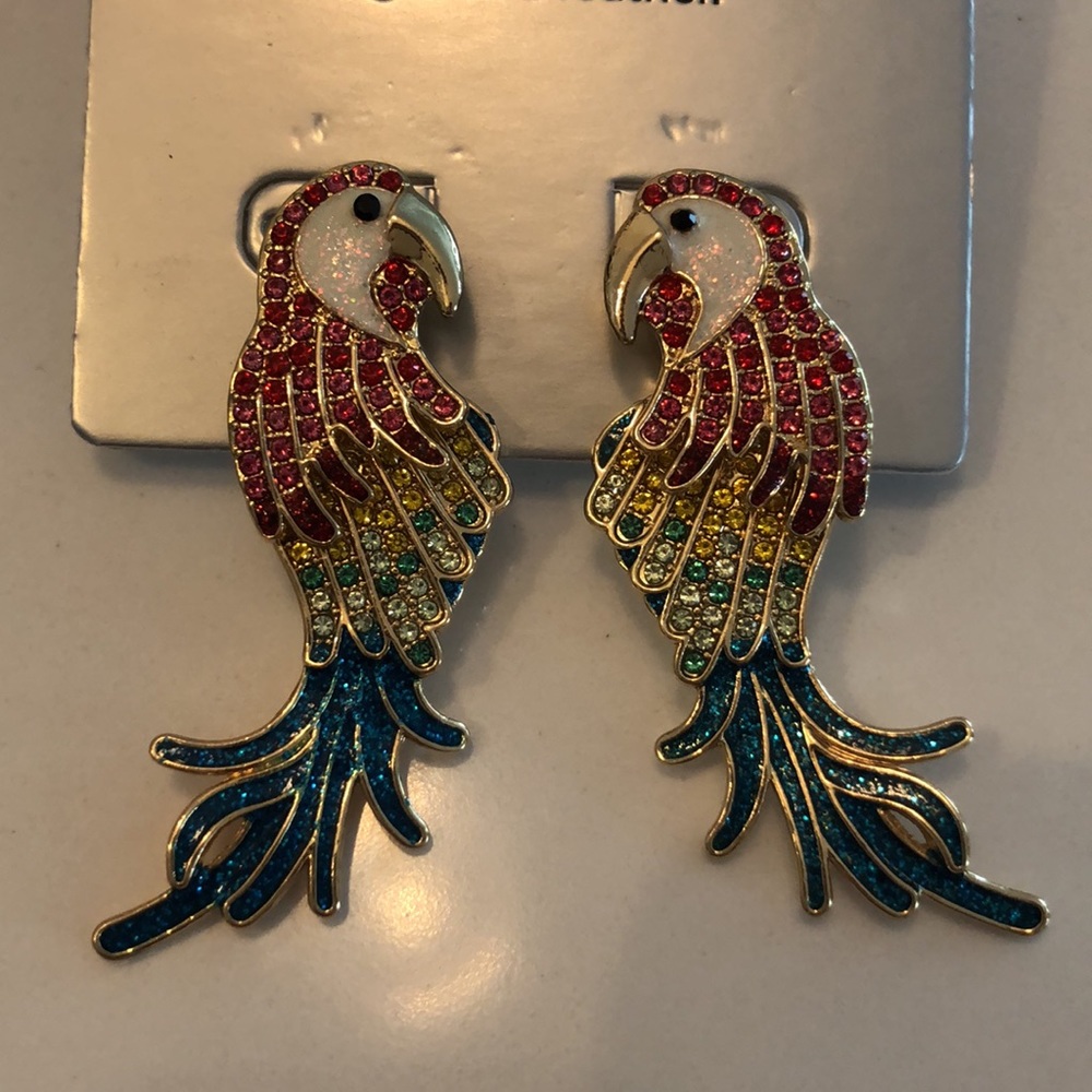 SUGARFIX by BaubleBar 'Free As A Bird' Statement Earrings parrot nwt